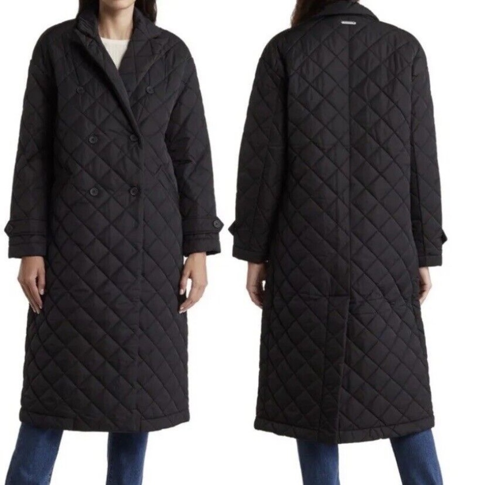Rebecca minkoff quilted twill long coat
